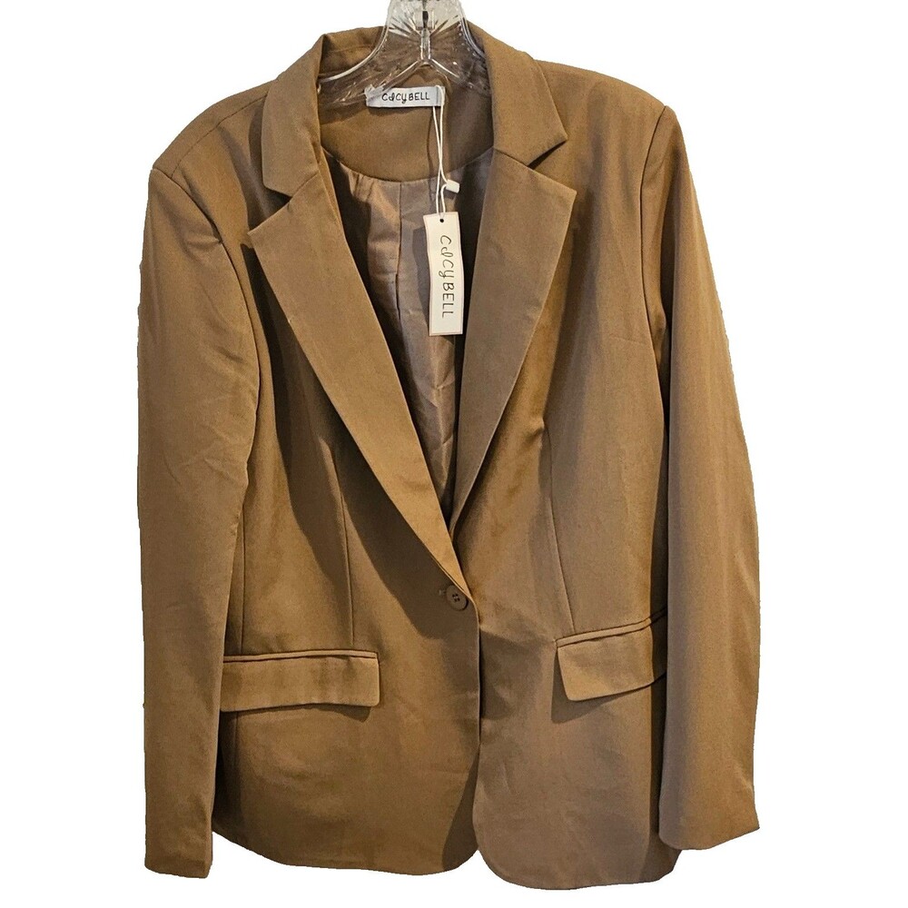 Cicy Bell Women’s XL Beige Blazer NWT Casual Work Jacket Single Button Career - Picture 3 of 10